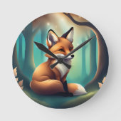 Niedlicher Fox-Kinderzimmer Runde Wanduhr (Vorderseite)