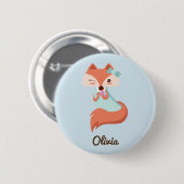 NIEDLICHER FOX MIT BLUE BOW HINZUFÜGEN IHREN NAMEN BUTTON (Vorne & Hinten)