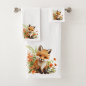 Niedlicher Fox mit Blume Badhandtuch Set (Insitu)