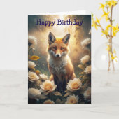 Niedlicher Fox mit Blume Geburtskarte Karte (Gelbe Blume)