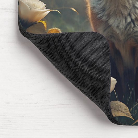 Niedlicher Fox mit Blume Mousepad (Ecke)