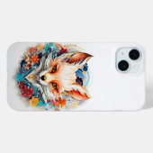 Niedlicher Fox mit Blume Paper Cutout Case-Mate iPhone Hülle (Rückseite (Horizontal))