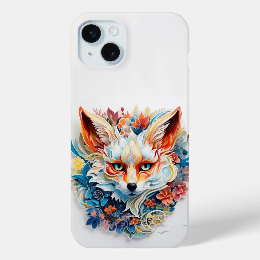 Niedlicher Fox mit Blume Paper Cutout Case-Mate iPhone Hülle (Rückseite)