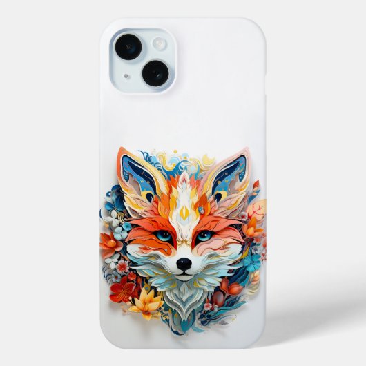 Niedlicher Fox mit Blume Paper Cutout Case-Mate iPhone Hülle (Rückseite)