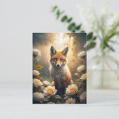 Niedlicher Fox mit Blume Postkarte (Stehend Vorderseite)
