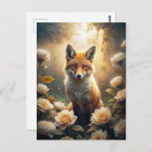 Niedlicher Fox mit Blume Postkarte (Vorne/Hinten)