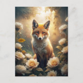 Niedlicher Fox mit Blume Postkarte (Vorderseite)