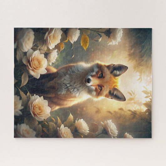 Niedlicher Fox mit Blume Puzzle (Horizontal)