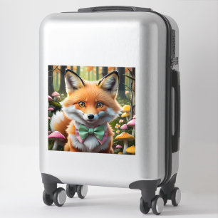 Niedlicher Fox mit einem grünen und rosa Bug Aufkleber