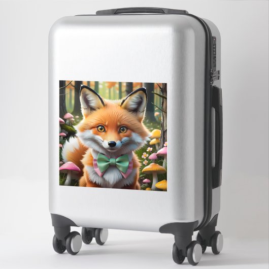 Niedlicher Fox mit einem grünen und rosa Bug Aufkleber (Koffer)