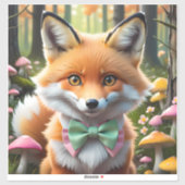 Niedlicher Fox mit einem grünen und rosa Bug Aufkleber (Blatt)