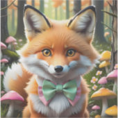Niedlicher Fox mit einem grünen und rosa Bug Aufkleber (Vorderseite)