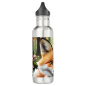 Niedlicher Fox mit einem grünen und rosa Bug Edelstahlflasche (Links)