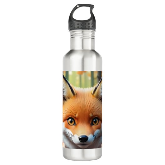 Niedlicher Fox mit einem grünen und rosa Bug Edelstahlflasche (Vorderseite)