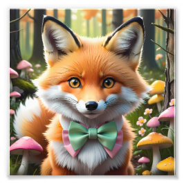 Niedlicher Fox mit einem grünen und rosa Bug Fotodruck