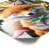 Niedlicher Fox mit einem grünen und rosa Bug Fotodruck (Ecke)