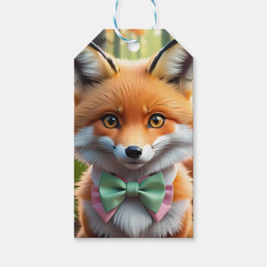Niedlicher Fox mit einem grünen und rosa Bug Geschenkanhänger (Vorderseite)