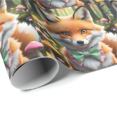 Niedlicher Fox mit einem grünen und rosa Bug Geschenkpapier (Rolleneckpunkt)