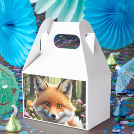 Niedlicher Fox mit einem grünen und rosa Bug Geschenkschachtel