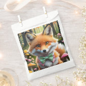 Niedlicher Fox mit einem grünen und rosa Bug Geschenktütchen (Ausgeschnitten)