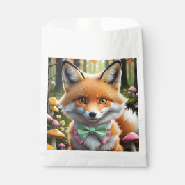 Niedlicher Fox mit einem grünen und rosa Bug Geschenktütchen