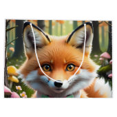 Niedlicher Fox mit einem grünen und rosa Bug Große Geschenktüte (Rückseite)