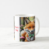 Niedlicher Fox mit einem grünen und rosa Bug Kaffeetasse (VorderseiteRechts)