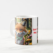 Niedlicher Fox mit einem grünen und rosa Bug Kaffeetasse (Vorderseite Links)