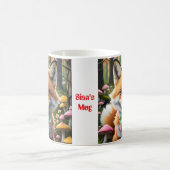 Niedlicher Fox mit einem grünen und rosa Bug Kaffeetasse (Mittel)