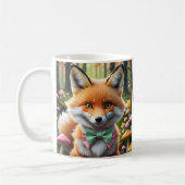 Niedlicher Fox mit einem grünen und rosa Bug Kaffeetasse (Links)