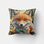 Niedlicher Fox mit einem grünen und rosa Bug Kissen (Rückseite)