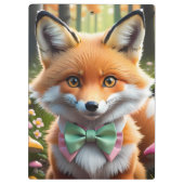 Niedlicher Fox mit einem grünen und rosa Bug Klemmbrett (Rückseite)