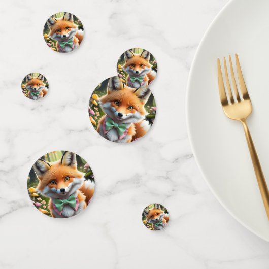 Niedlicher Fox mit einem grünen und rosa Bug Konfetti (Gruppe)