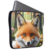Niedlicher Fox mit einem grünen und rosa Bug Laptopschutzhülle (Vorne Rechts)
