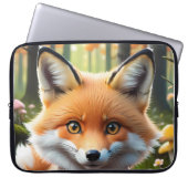 Niedlicher Fox mit einem grünen und rosa Bug Laptopschutzhülle (Vorderseite)