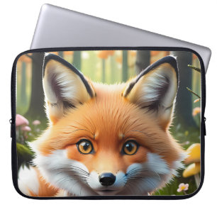 Niedlicher Fox mit einem grünen und rosa Bug Laptopschutzhülle