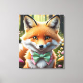 Niedlicher Fox mit einem grünen und rosa Bug Leinwanddruck (Vorderseite)