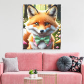 Niedlicher Fox mit einem grünen und rosa Bug Leinwanddruck (Insitu (Wohnzimmer))
