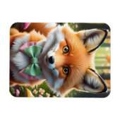 Niedlicher Fox mit einem grünen und rosa Bug Magnet (Horizontal)