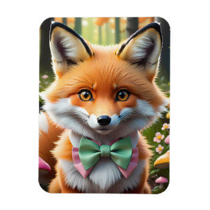 Niedlicher Fox mit einem grünen und rosa Bug Magnet