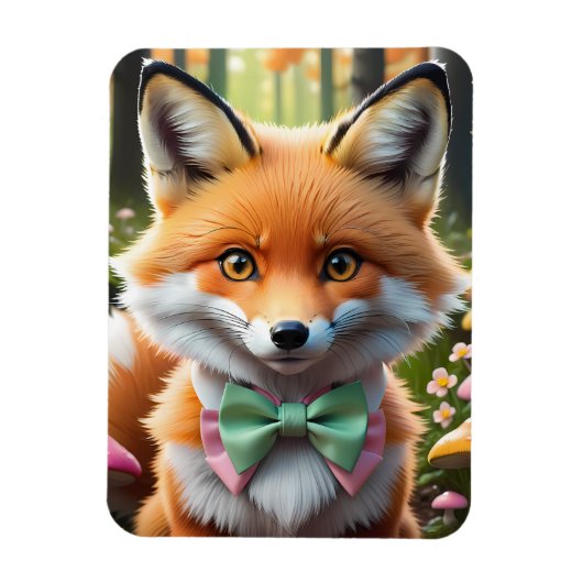 Niedlicher Fox mit einem grünen und rosa Bug Magnet (Vertikal)