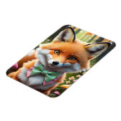 Niedlicher Fox mit einem grünen und rosa Bug Magnet (Linke Seite)
