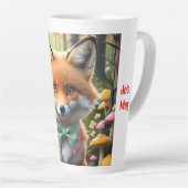 Niedlicher Fox mit einem grünen und rosa Bug Milchtasse (Rechte Ecke)