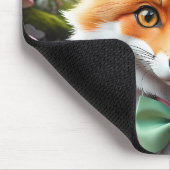 Niedlicher Fox mit einem grünen und rosa Bug Mousepad (Ecke)
