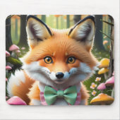 Niedlicher Fox mit einem grünen und rosa Bug Mousepad (Vorne)