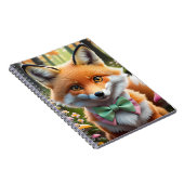 Niedlicher Fox mit einem grünen und rosa Bug Notizblock (Rechte Seite)