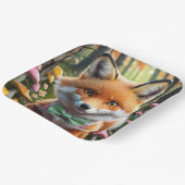 Niedlicher Fox mit einem grünen und rosa Bug Pappteller (Gewinkelt)