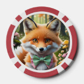 Niedlicher Fox mit einem grünen und rosa Bug Pokerchips (Rückseite)