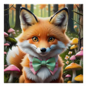 Niedlicher Fox mit einem grünen und rosa Bug Poster (Vorderseite)