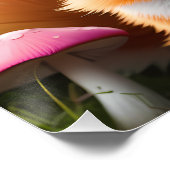 Niedlicher Fox mit einem grünen und rosa Bug Poster (Ecke)